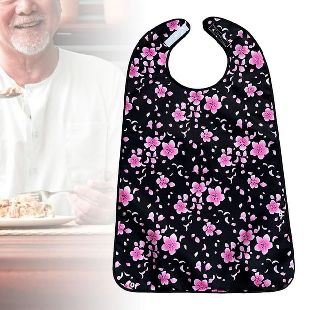 Baberos para adultos para comer, baberos de alimentación reutilizables de poliéster impermeables lavables Protector de ropa para mujeres y hombres Negro shamjiam Baberos Adultos
