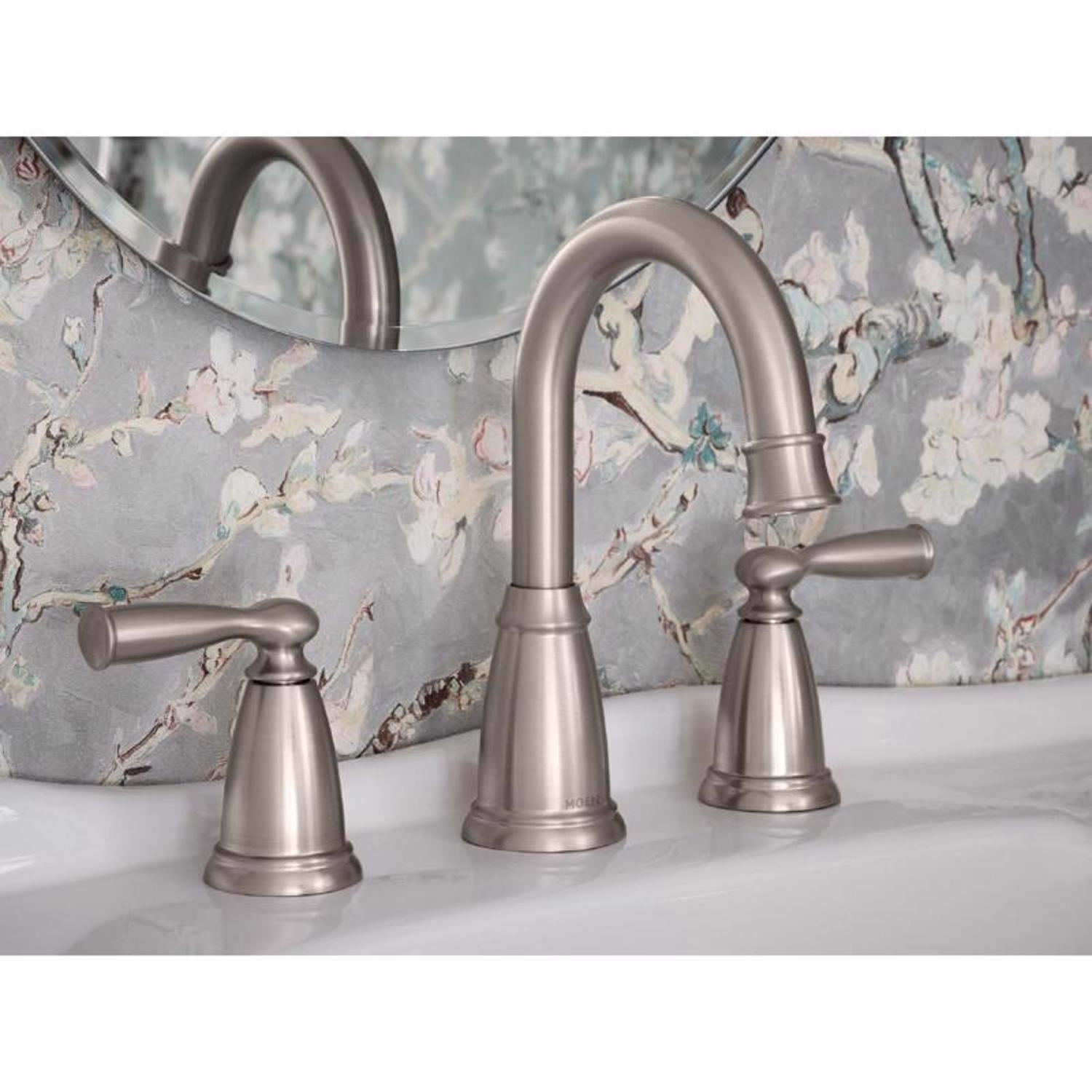 Moen Banbury Brushed Nickel Two-Handle Bathroom Sink Faucet 8 in.