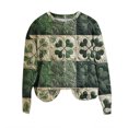 thumbnail image 2 of Craaazy Women's Green Shamrock Printed Long Sleeved Round Neck Cozy and Fashionable Sweatshirts Gifts, 2 of 5