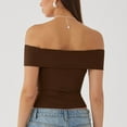 thumbnail image 4 of Aloohaidyvio Off Shoulder Tops for Women Short Sleeve Summer Slim Fit T Shirts Fitted Going Out, 4 of 7