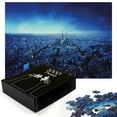 thumbnail image 2 of Ambesonne Paris Jigsaw Puzzle Durable Cardboard, Eiffel Tower Cityscape, 1000 pcs, Navy Blue, 2 of 5