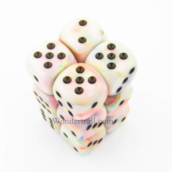 Circus Festive Dice with Black Pips D6 16mm (5/8in) Pack of 12 Chessex