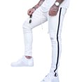 thumbnail image 4 of FOCUSNORM Men's Denim Long Pants, Side-Striped Distressed Ripped Zip Slim Jeans, 4 of 6