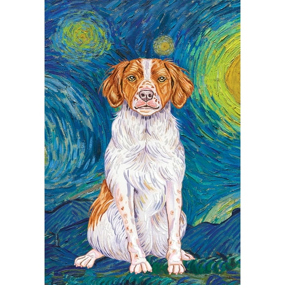 Brittany Spaniel - Best of Breed Van Gogh Garden Flag