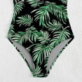thumbnail image 4 of Staron Women's One Piece Swimsuit Floral Print Backless Monokini with Removable Padded Bra High Cut Bathing Suit for Beach Vacation, Green XXL, 4 of 5
