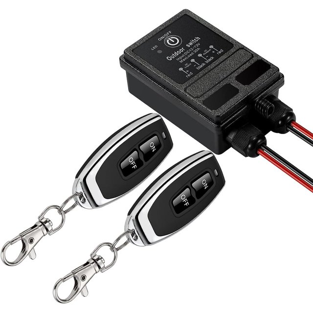 Interruptor remoto inalámbrico, interruptor remoto Rf Dc 12v/24v/48v/72v, relé de 40a, arnés de 328 pies de largo. (hola)