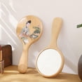 thumbnail image 2 of Small Handle Hand Mirror Wooden Frame, Portable Single Side Handheld Vanity Mirror Cute, Travel Hand Mirror With Handle, Personal Makeup Face Mirror F, 2 of 5