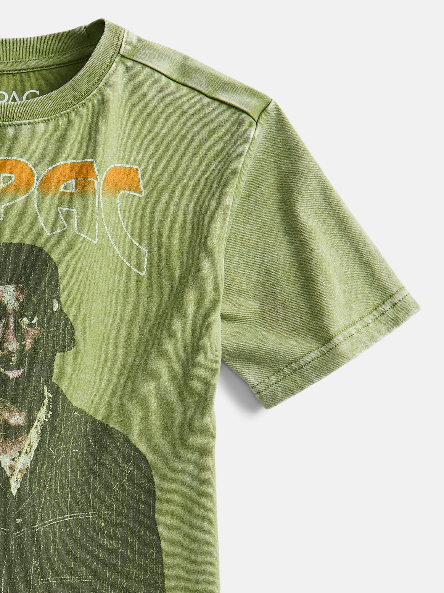 Tupac Boys Mineral Washed Retro Graphic Tee with Short Sleeves, Sizes 4-18