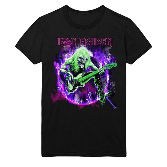 Iron Maiden Purple - Small Guitar Unisex T-Shirt - Black - Small