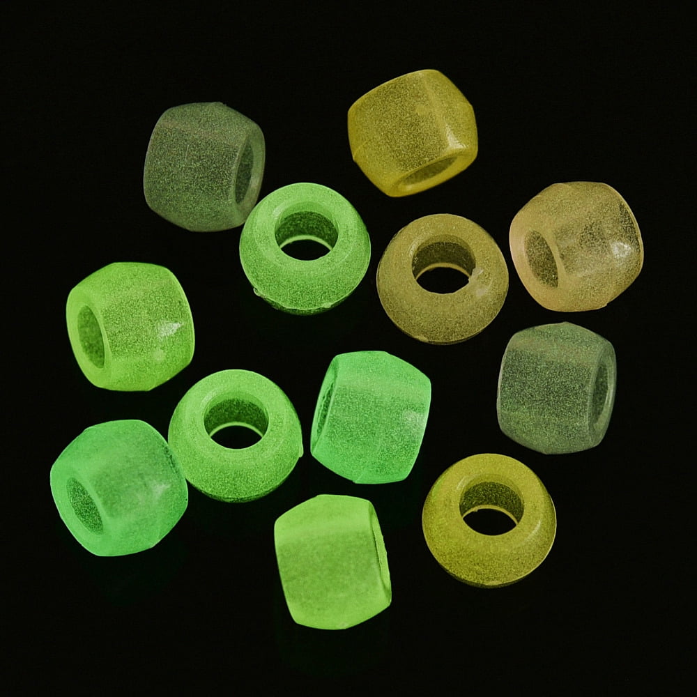 Transparent Luminous Acrylic Beads Crow Beads Pony Beads Glow in the Dark Barrel Mixed Color 8x6mm Hole: 3.8mm diy