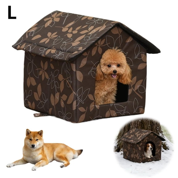 NOVELAR Waterproof Winter Cat Shelter, 15.74 x 13.77 x 15.74 in, Foldable Insulated Pet House for Stray Cats, Ideal for Outdoor Use in Cold Weather