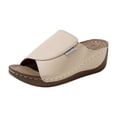 thumbnail image 5 of Orthopedic Wedge Sandals for Women Splice Leather Fashion Platform Slides Casual Solid Color Slip on Walking Shoes Beige Size 7, 5 of 6