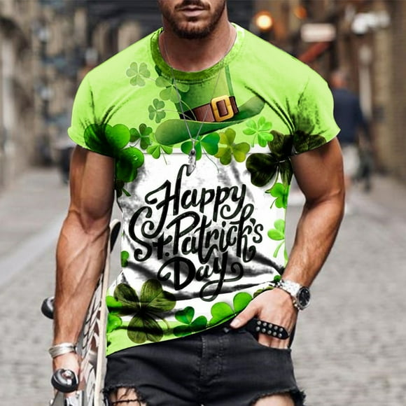 jsaierl Mens St Patricks Days Shirts Lucky Shamrock Graphic Tees Irish Trendy Short Sleeve Pullover Tops Crew Neck Regular Fit Athletic T Shirts