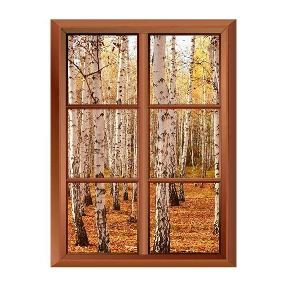 Wall26 Removable Wall Sticker/Wall Mural - Autumn Birch Forest - Creative Window View Vinyl Sticker - 24"x32"