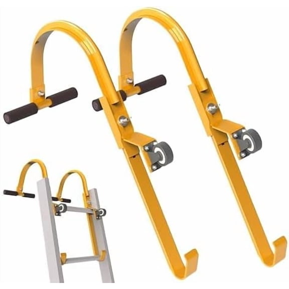 Roof Ladder Hooks with Wheel,Heavy Duty Extension Ladder Stabilizer,Roof Ridge Extension,T-Bar Rubber Grip for Damage Prevention,Lock Jaw Ladder Grip,Easy to Access Steep Roofs$$Tools