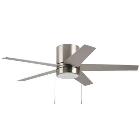 Harbor Breeze Quonta Brushed Nickel 52-in LED Indoor Flush mount Ceiling Fan (5-Blade)