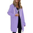 thumbnail image 2 of Zip Up Hoodies Womens Long Sleeve Long Tunic Sweatshirts Oversized Fleece Casual 2026 Fall Jacket Coat with Pocket Light Purple 2XL, 2 of 8