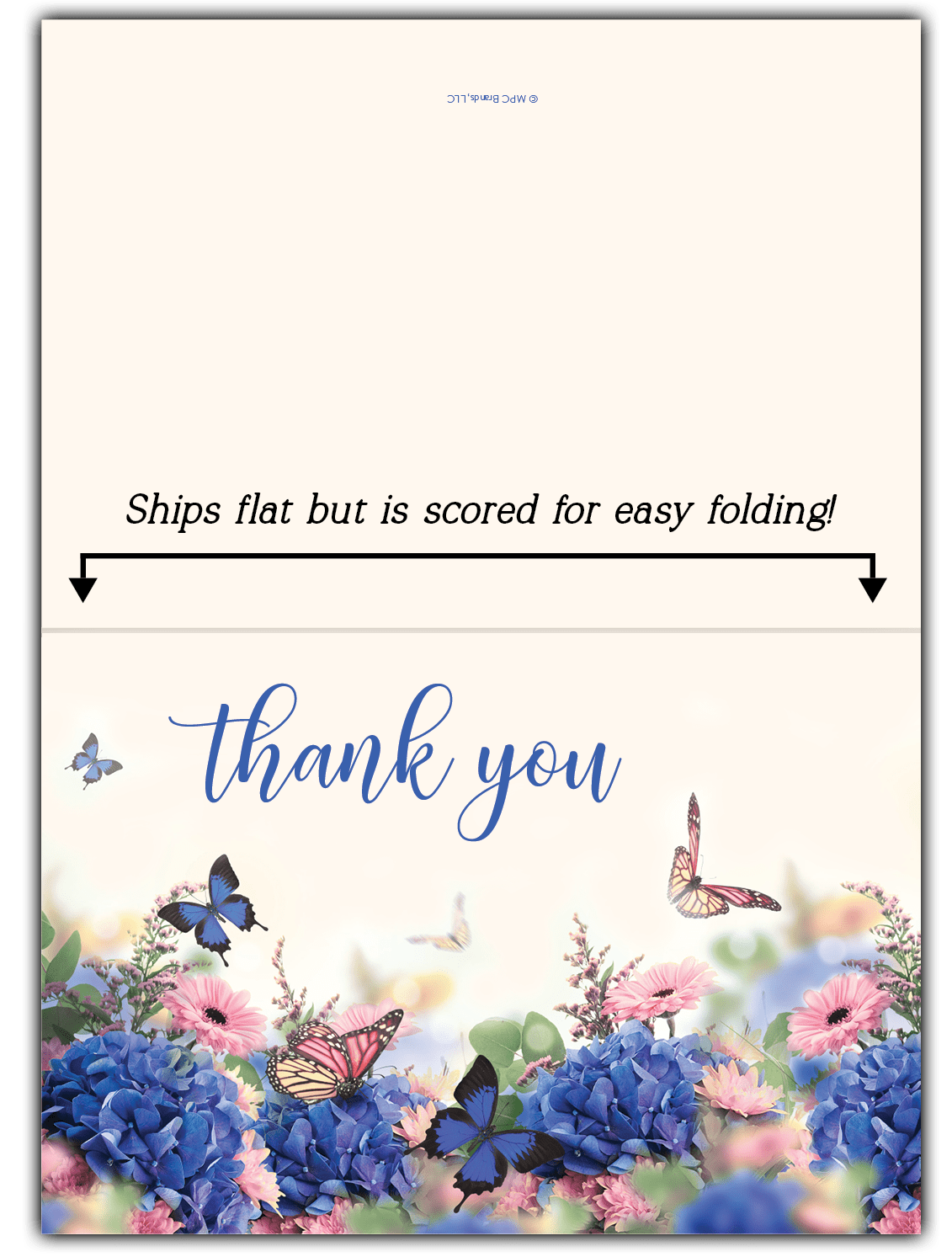 50 Floral Funeral Sympathy Bereavement Thank You Cards With Envelopes - Message Inside (Floral Butterfly)