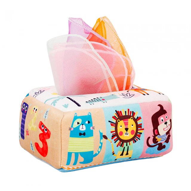 Caja de pañuelos para bebé con 10 bufandas de colores, juguetes de viaje, habilidades motoras, aprendizaje temprano Estilo A