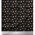 thumbnail image 1 of Soimoi Black Poly Georgette Fabric Cute Animals Kids Printed Craft Fabric by the Yard 42 Inch Wide, 1 of 3