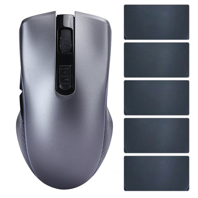 Batterie au Lithium Intégrée Souris Sans Fil Pratique, Souris Muette, Intégré Conçu de Micro Récepteur pour l'Ordinateur Gris Double Mode 2.4g + pour