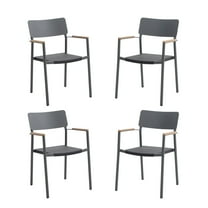 4 Pieces Outdoor Dining Chairs Patio Chairs Set of 4 with Armrests Aluminum Stackable Chair,Grey