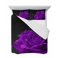 thumbnail image 7 of Quilts Full Size Bedding Set, Purple Rose Lightweight Quilted Comforter, Abstract Spring Flowers Vintage Black Soft Reversible Bedspread Coverlet with Pillow Covers for All Season, 78" x 90", 7 of 7