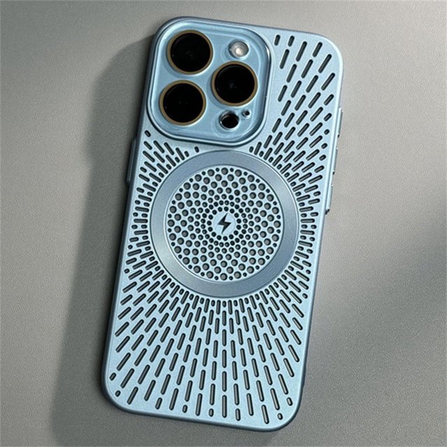 Magnetic Heat Dissipation PC Case For iPhone 16 15 14 13 12 Pro Max Titanium Lens Protector Funda For iPhone 16 15 14 Plus Cover Sierra Blue for iPhone 15 Pro