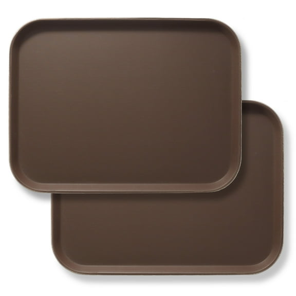 Jubilee 12" x 16" Restaurant Serving Trays (Set of 2), Brown - NSF Rectangular Food Service Trays