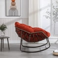 thumbnail image 5 of MOONMISS Rattan Rocking Chair, Indoor & Outdoor Comfy Rocker Chair with Thick Cushion, Modern Lounge Chair for Balcony, Porch, Garden, Backyard, Deck, Orange, 5 of 6