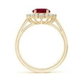 thumbnail image 2 of ANGARA Natural Princess Diana Inspired 2 ct Ruby Ring with Diamond Halo in 14K Yellow Gold for Women (Size-9x7mm) | July Birthstone Jewelry for Her, 2 of 10