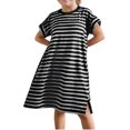 thumbnail image 4 of Hip Hop Dance Outfits for Girls 3T Girl Pants, Summer Casual Cute Striped Round Neck Short Sleeved Dress for A Girl Aged 12 Months To 12 Years, 4 of 9