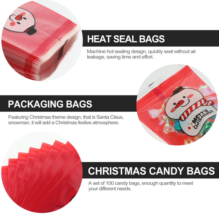 200pcs Heat Seal Candy Packaging Bag - Translucent Plastic Bakery Gift Bags  4x9.5cm