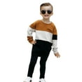thumbnail image 2 of JIANJIA Baby Boys Outfit Sets Autumn Winter Color Block Patchwork Crew Neck Long Sleeve T Shirt Tops Pullover With Pants Outwear, 2 of 9