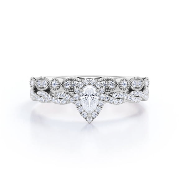 Stunning 1.25 Carat Real Moissanite Wedding Ring Set in 18k White Gold Finish Over Silver