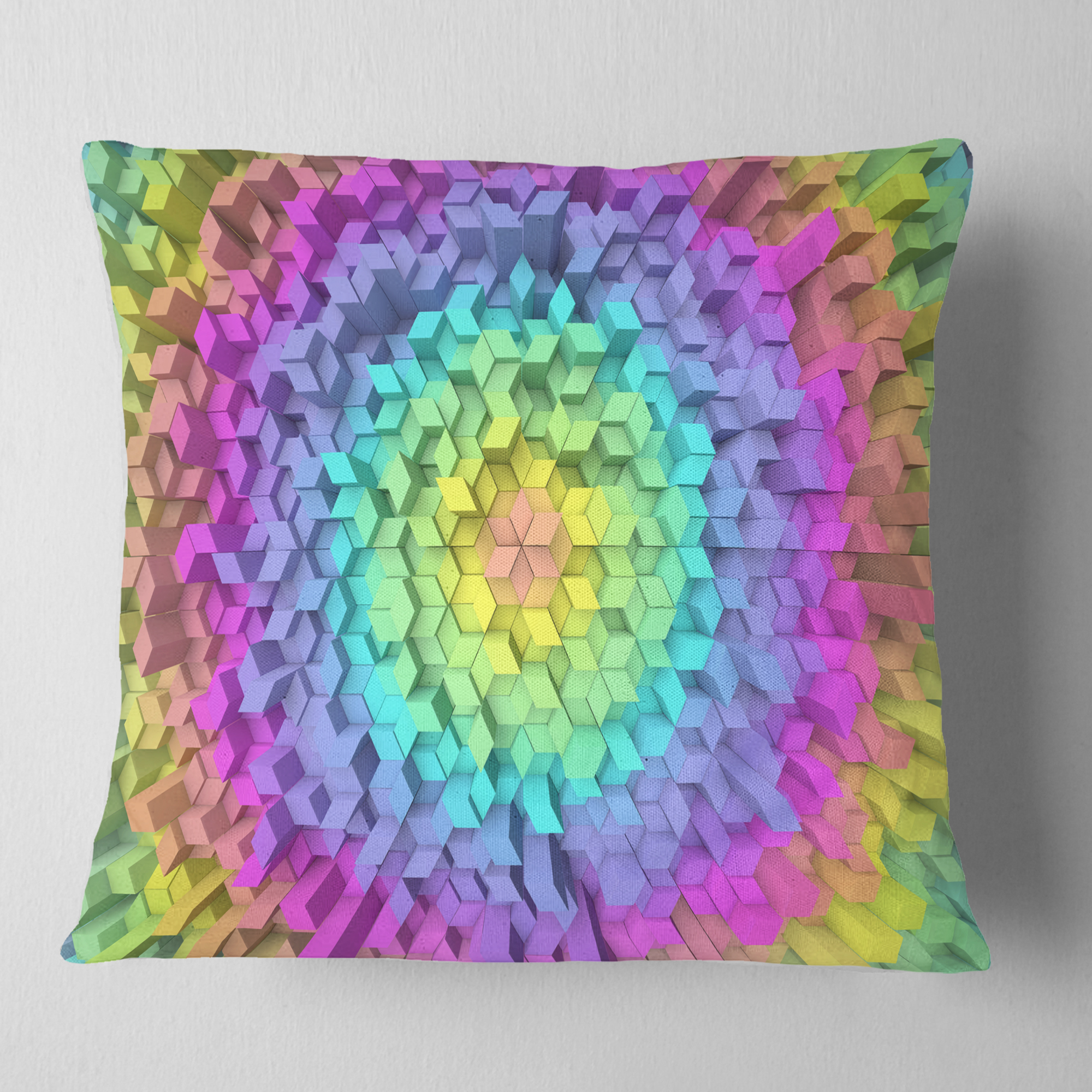 Designart View of Colorful Geometric Shapes - Abstract Throw Pillow - 18x18
