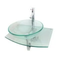 thumbnail image 4 of Halo Glass Wall Mount Vessel Bathroom Sink Round Modern 23 1/2" w/Counter, Faucet, Drain and Tempered Glass Vessel Sink Renovators Supply, 4 of 8