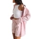 thumbnail image 2 of Trajes de 2 piezas para mujer, camisa de manga larga con cuello vuelto a rayas y pantalones cortos XBTCLXEBCO L Rosado;L, 2 of 5