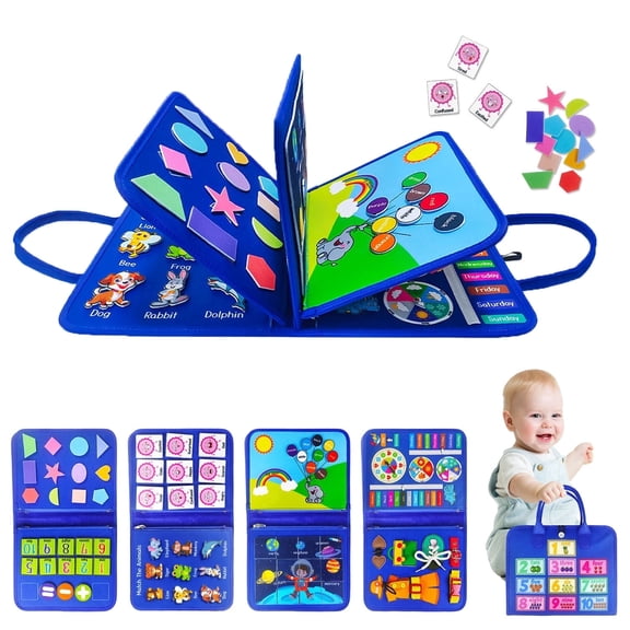 Boczif Busy Board Toddler,Busy Book for Toddlers 1-3 Kindergarten with 8 in 1 Learning Fine Motor Skill, Baby Quiet Book Travel Gift Montessori Toy