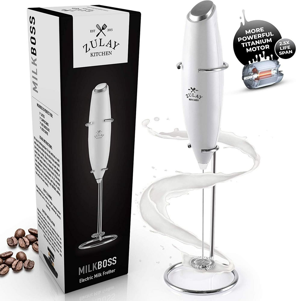 Zulay Kitchen Handheld Milk Frother Frosted White