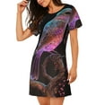 thumbnail image 2 of Xecao Bird4 for Women's Loose Nightgown Sleepwear Short Sleeves Shirt Casual Print Sleepdress, 2 of 6