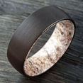 thumbnail image 4 of Wedding Band Ring for Men Black Tungsten Carbide Deer Antler Inside Wedding Band Ring, 4 of 7