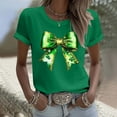 thumbnail image 4 of FRSASU Womens T-Shirt,Crewneck Tee Green Bow Shamrock Short Sleeve Casual T Shirts Basic Tees Green, 4 of 5