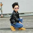 thumbnail image 4 of Boys Leather Jackets For Toddler Kids Faux Motorcycle PU Leather Coats, 4 of 7