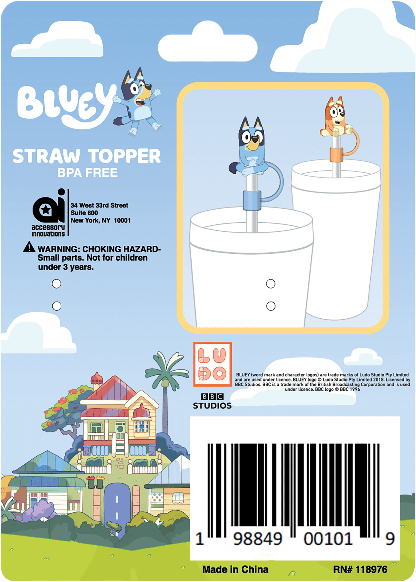 Bluey licensed Straw Topper