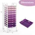 thumbnail image 3 of Costway 10 Drawer Rolling Storage Cart Scrapbook Paper Office School Organizer Purple, 3 of 10