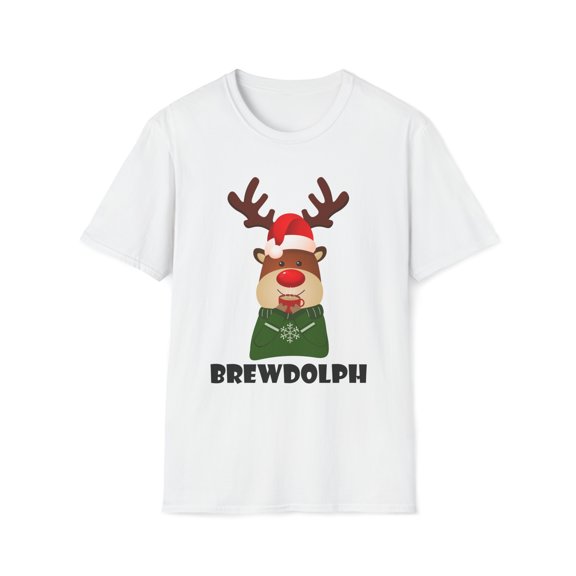 Reindeer Coffee, Gildan Unisex Softstyle Shirt, Brewdolph Graphic Tee S-3XL