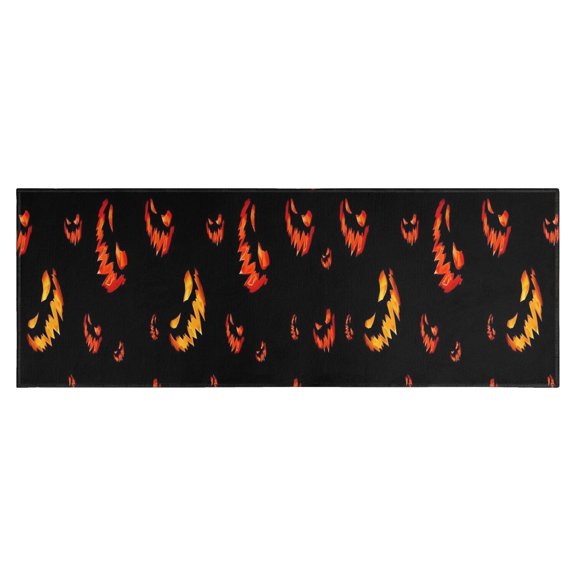 Spooky Halloween Faces Pattern Kitchen Rug Mat,Kitchen Runner Rugs Non Skid Washable,Decorative Kitchen Floor Mats for Kitchen,Sink,Laundry,17"X47"