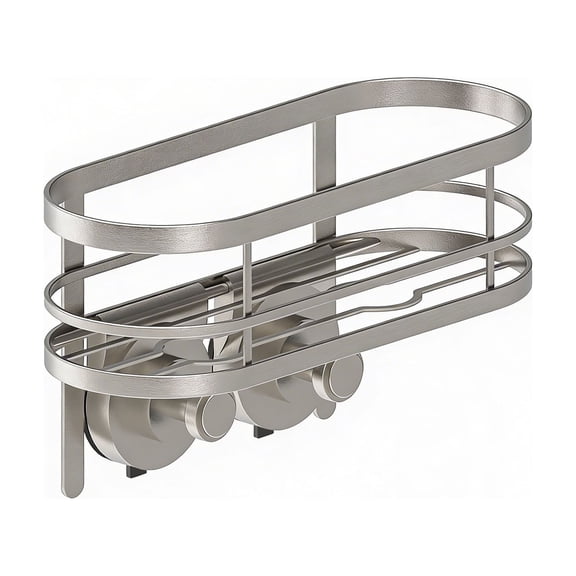 Better Homes & Gardens StyleGripâ„¢ Suction Mount Shower Caddy w/Hooks, Satin Nickel