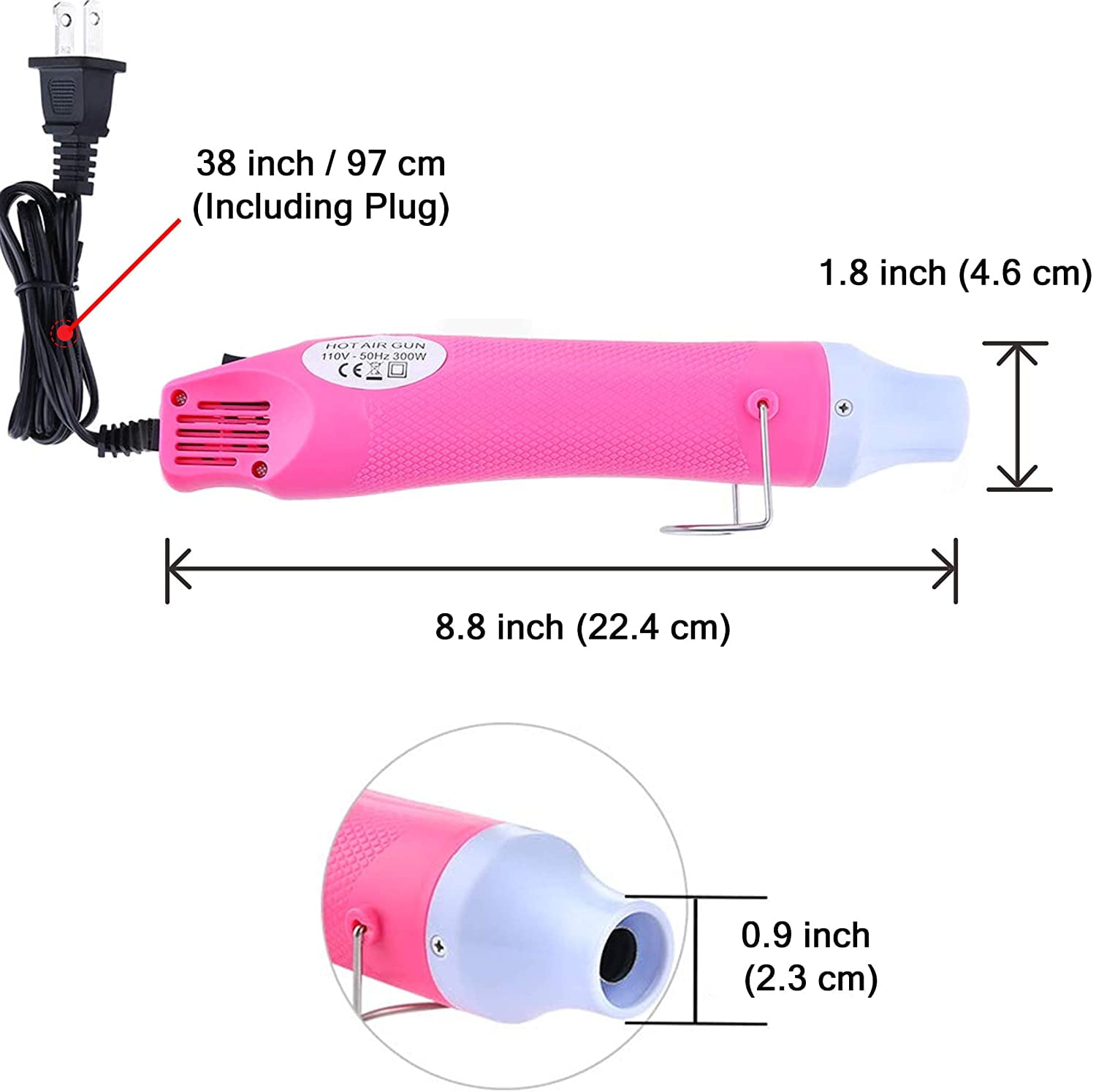 25 Piece Pink Craft Heat Gun With 24 White Wooden Egg Set For Painting